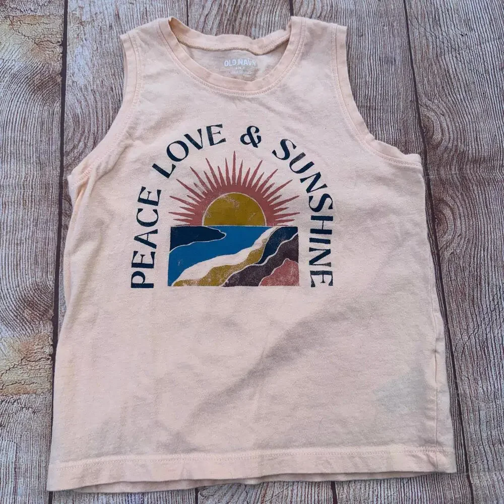 Old Navy Peace Love & Sunshine Graphic Tank Top Size 6/7